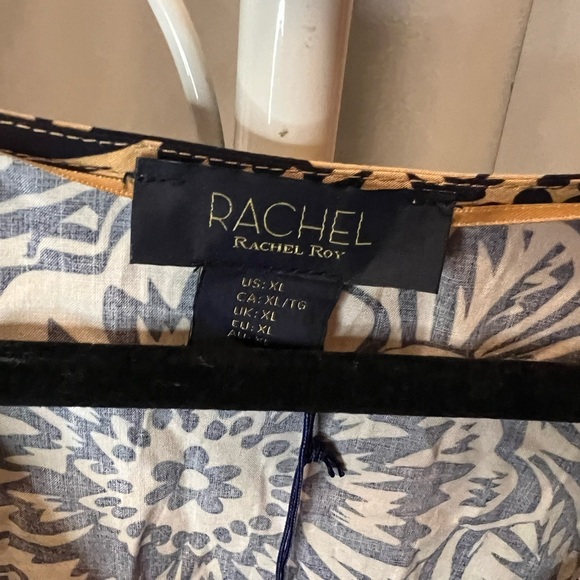 RACHEL | Rachel Roy Beige and Black /Crop Shirt Faux Wrap Size Extra  Large - Picture 2 of 4